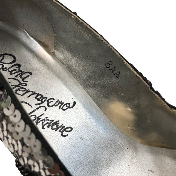 Rosina Ferragamo Schiavone Vintage 60s 70s Gold Silver Sequin Party Pumps Heels - Picture 6 of 9